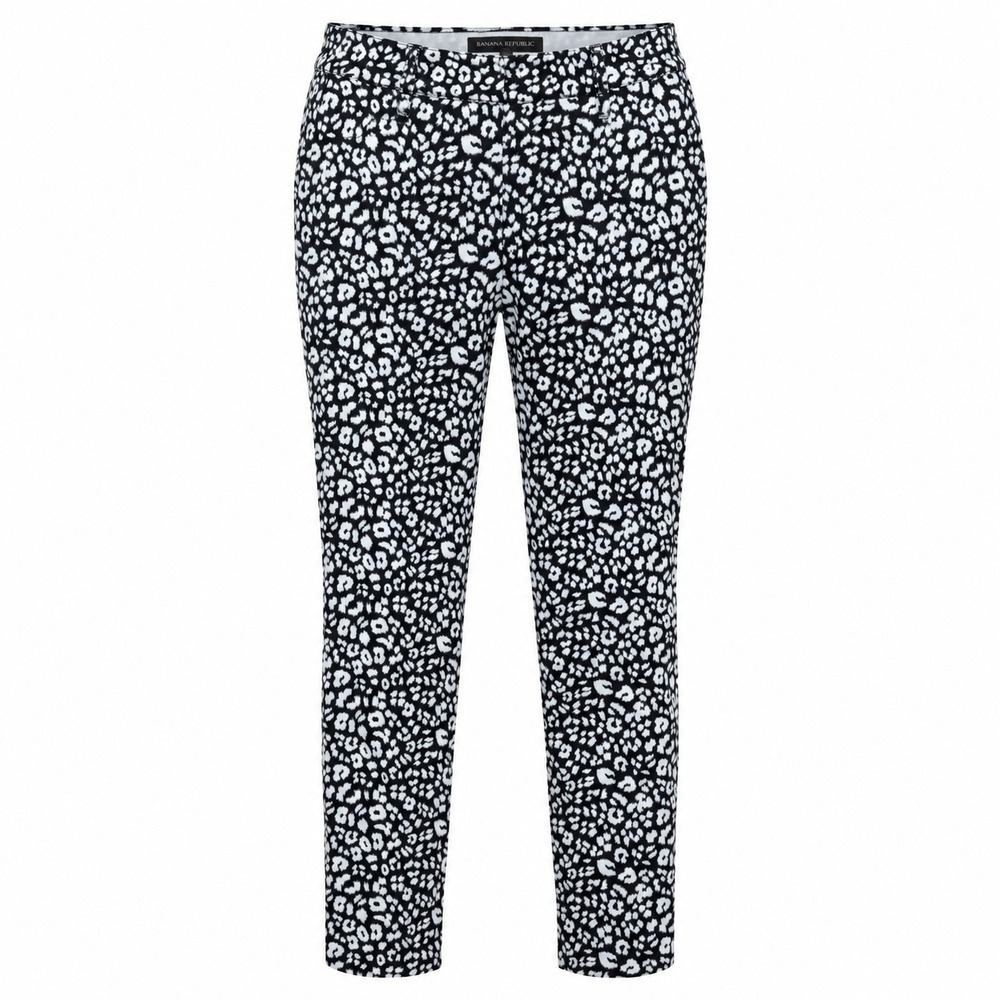 Banana Republic Sloan Pants Womens 2 Leopard Animal Print Slim Fit Career Chic